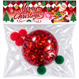 2" RED SPARKLY HOLIDAY SUGAR SQUISHY BALL CHRISTMAS