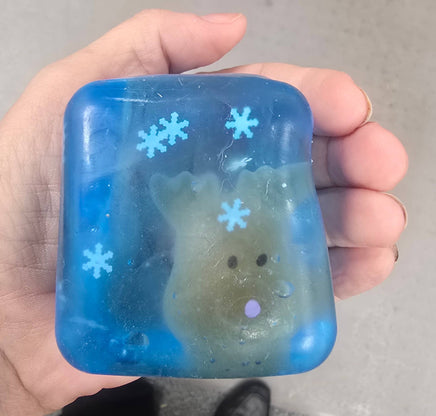 2" REINDEER & SNOWFLAKE SUGAR CUBE SQUISHY WINTER CHRISTMAS