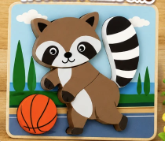 RACCOON TODDLER SIZE WOODEN PUZZLE