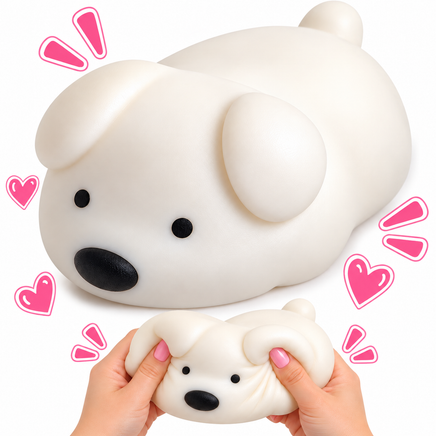 JUMBO WHITE PUPPY DOG SQUISHY (8")