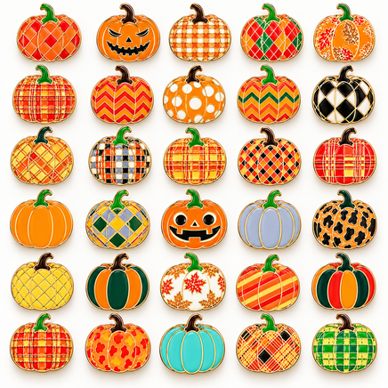 ENAMEL/ALLOW PATTERNED PUMPKIN BAG PIN