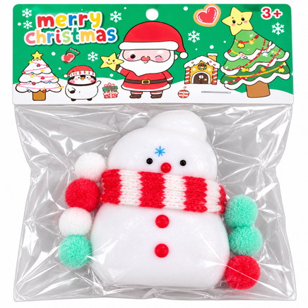 FUZZY SNOWMAN TABA SQUISHY WITH REAL KNIT SCARF CHRISTMAS