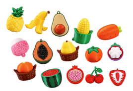 FRUIT & VEGGIE FIDGET CLICKER KEYCHAIN BAG CHARM