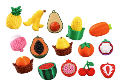 FRUIT & VEGGIE FIDGET CLICKER KEYCHAIN BAG CHARM
