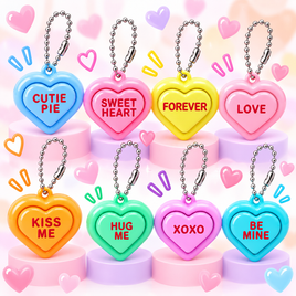 1" MESSAGE HEARTS KEYBOARD CLICKER FIDGET KEYCHAIN