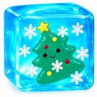 2" CHRISTMAS TREE WITH SNOWFLAKES SUGAR CUBE SQUISHY