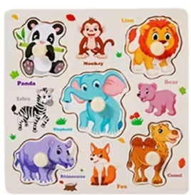 ZOO ANIMALS TODDLER SIZE WOODEN PUZZLE