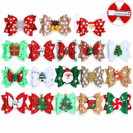 3.5" SPARKLY CHRISTMAS/HOLIDAY HAIR BOW