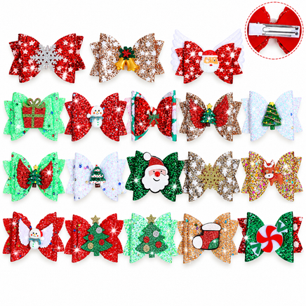 3.5" SPARKLY CHRISTMAS/HOLIDAY HAIR BOW