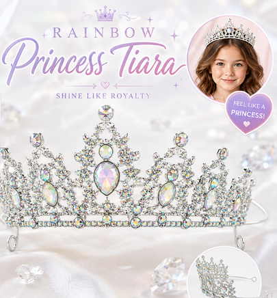 METAL & AB (RAINBOW) RHINESTONE TIARA