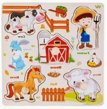 ON THE FARM TODDLER SIZE WOODEN PUZZLE